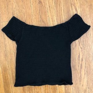 Brandy Melville Smocked Off Shoulder Crop Top